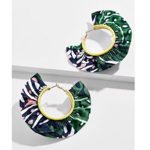 J.Crew Hoop Earings Bold Statement Oversized with Fabric Detail  🌴✨ Preppy